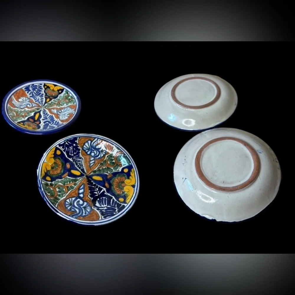 Vintage 70s Mexican Talavera by Vazquez Teapot Teacup and Saucer and Sugar Set